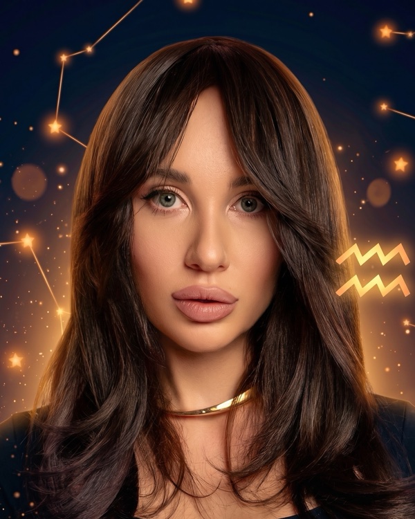Mia Boyka (Мария Бойко) — портрет с глифом Водолея для фан-превью эпизода шоу «Натальная карта» с разбором натальной карты певицы и телеведущей (Водолей, Луна в Близнецах)