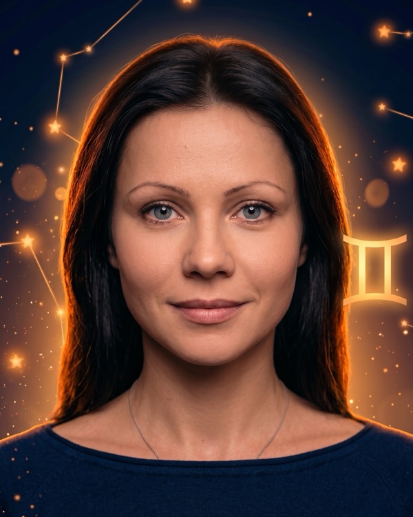 Мария Миронова — портрет с глифом Близнецов для фан-превью эпизода шоу «Натальная карта» с разбором натальной карты народной артистки России (Близнецы, Луна в Овне)