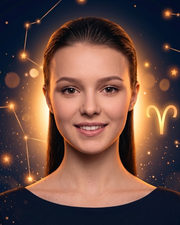 Анна Щербакова — портрет с глифом Овна для фан-превью эпизода шоу «Натальная карта» с разбором натальной карты олимпийской чемпионки по фигурному катанию (Овен, Луна на границе Близнецов и Рака)