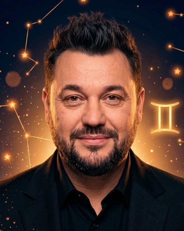 Сергей Жуков — портрет с глифом Близнецов для фан-превью эпизода шоу «Натальная карта» с разбором натальной карты солиста группы «Руки Вверх!» (Близнецы, Луна в Рыбах)